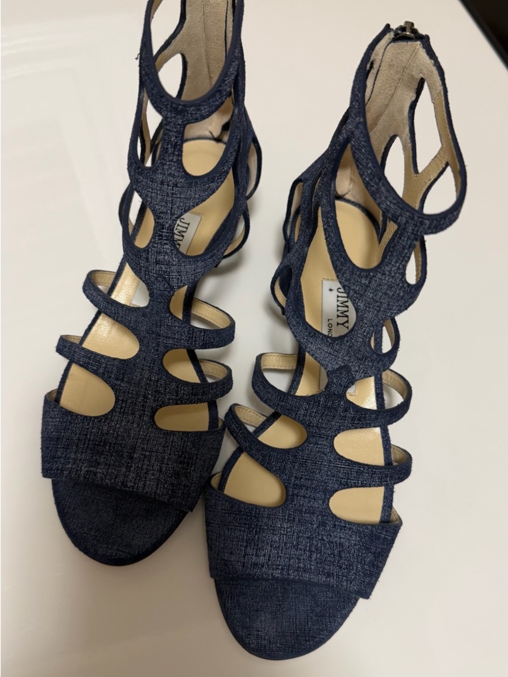 Jimmy Choo Denim Ren Caged Sandal NWOT